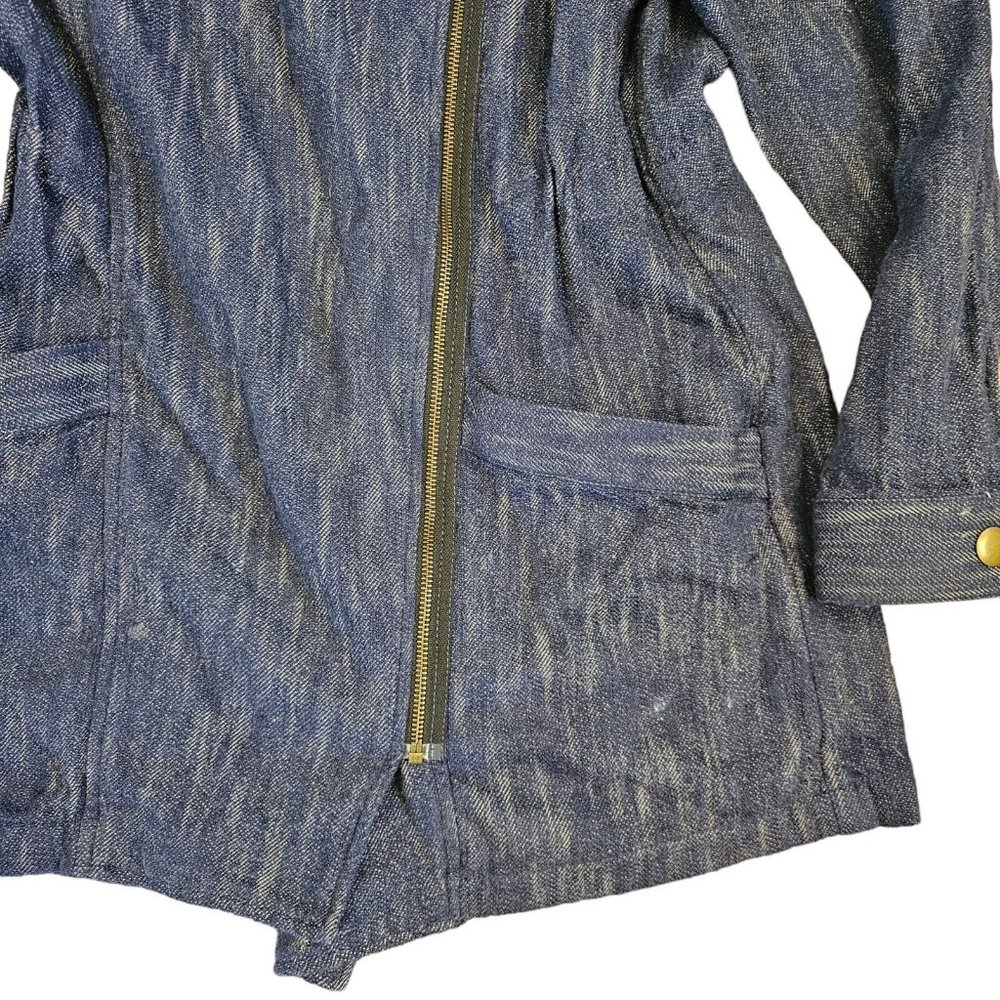 Cabi Jacket M Indigo Blue Anorak Zip Front Hood Pockets Casual Spring Cotton - Picture 5 of 13